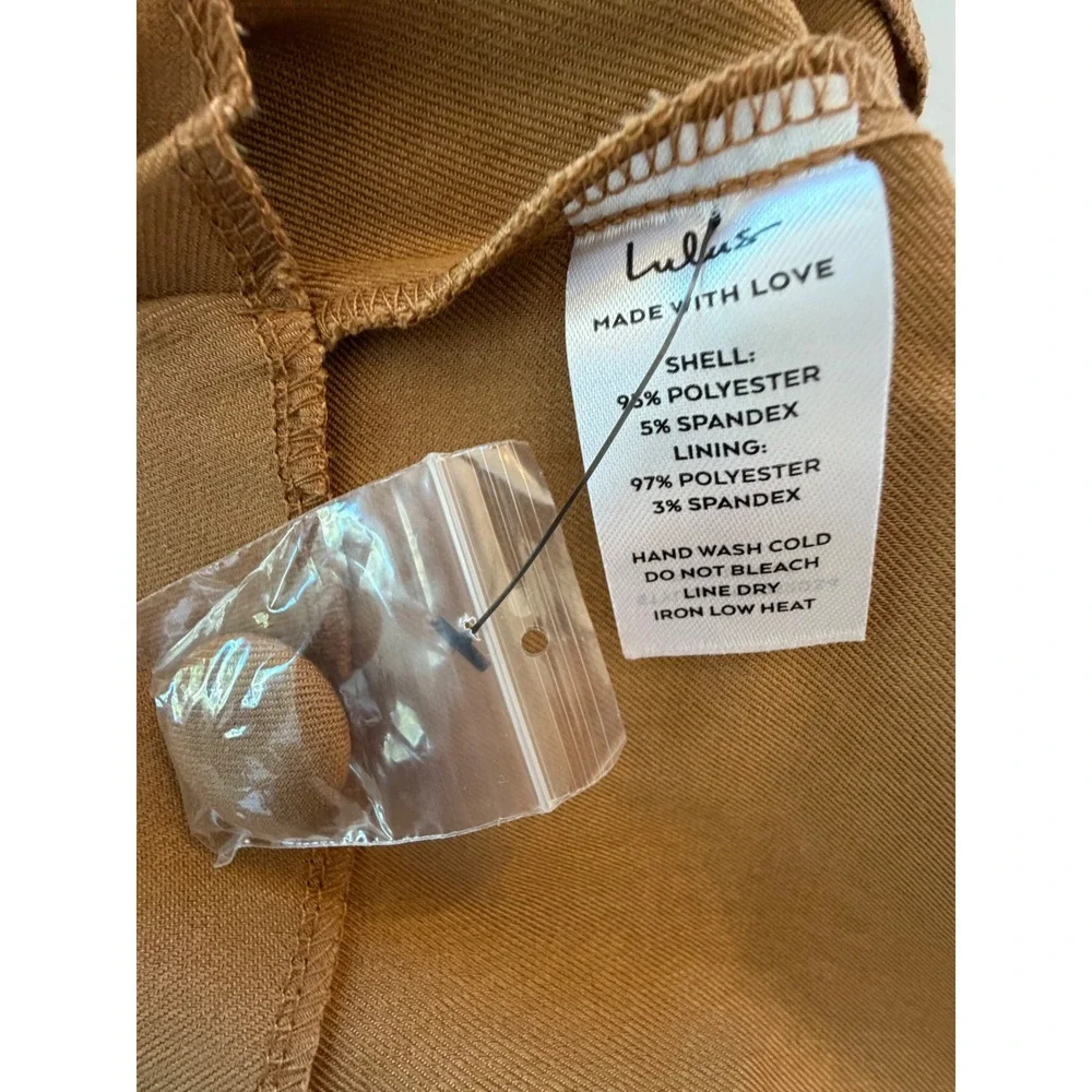 Lulus Camel Brown Double Breasted Wrap Front Skort CMS212034 Womens Medium NWT